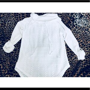 💕HP💕White and silver glitter lace hoodie shirt